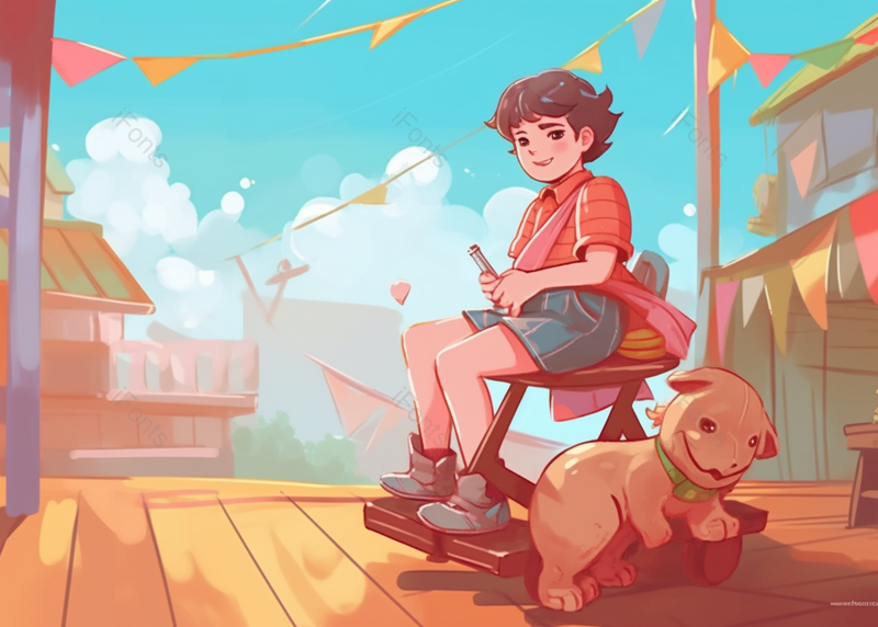 可爱动物骑着木马男孩节日插画手绘背景,插画/手绘图,插画/手绘图库,插画/手绘图下载,插画/手绘